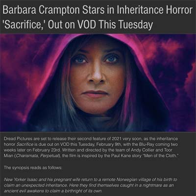 Barbara Crampton Stars in Inheritance Horror 'Sacrifice,' Out on VOD This Tuesday